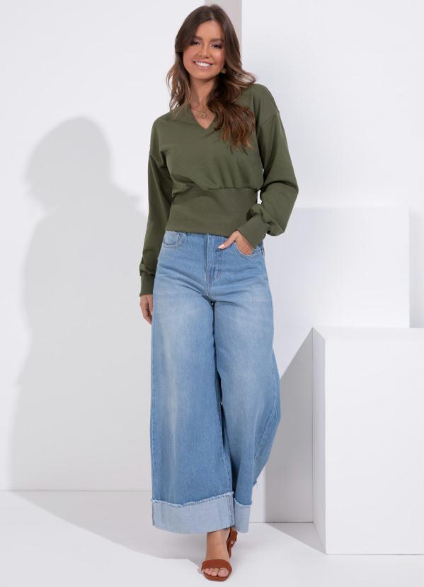 Quintess - Casaco Moletom Verde com Abertura no Decote 3