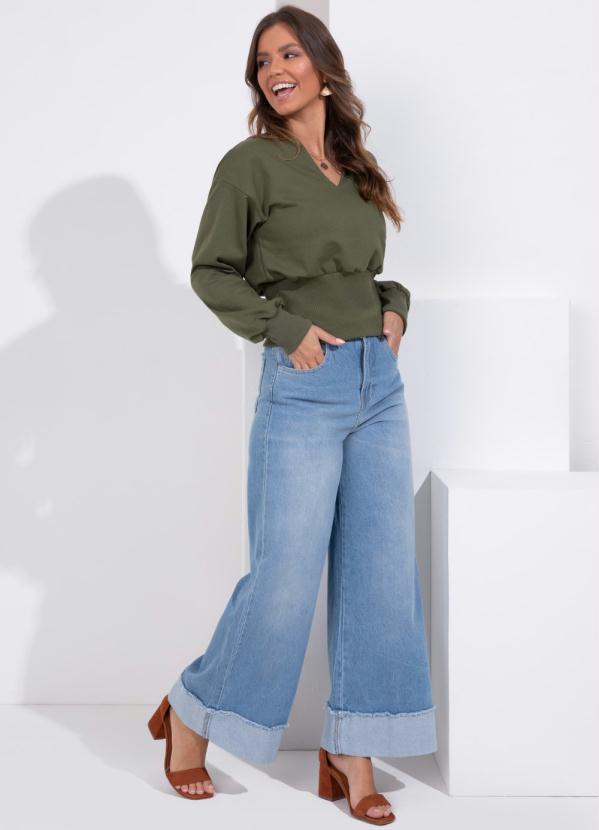 Quintess - Casaco Moletom Verde com Abertura no Decote 5