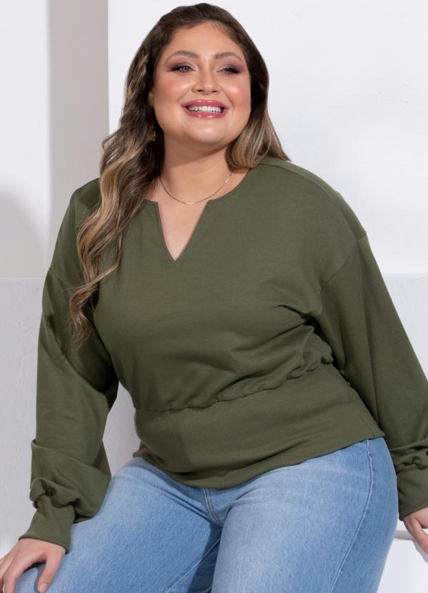 Quintess - Casaco Moletom Verde com Abertura no Decote 7