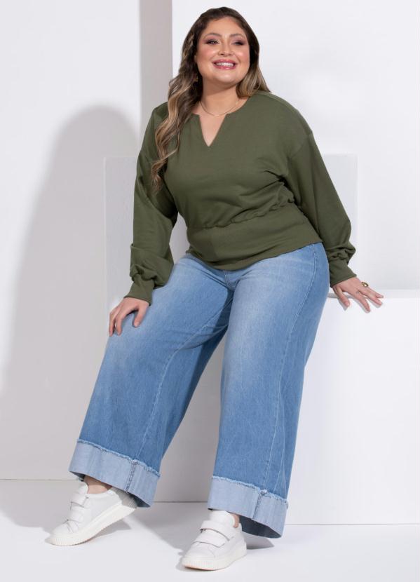 Quintess - Casaco Moletom Verde com Abertura no Decote 9