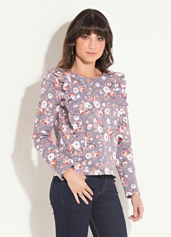 Quintess - Casaco Quintess Floral com Mangas Longas