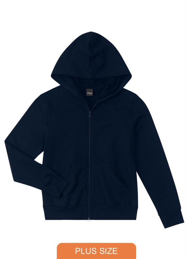 Rovitex Plus Size - Jaqueta Plus Size de Moletom Azul