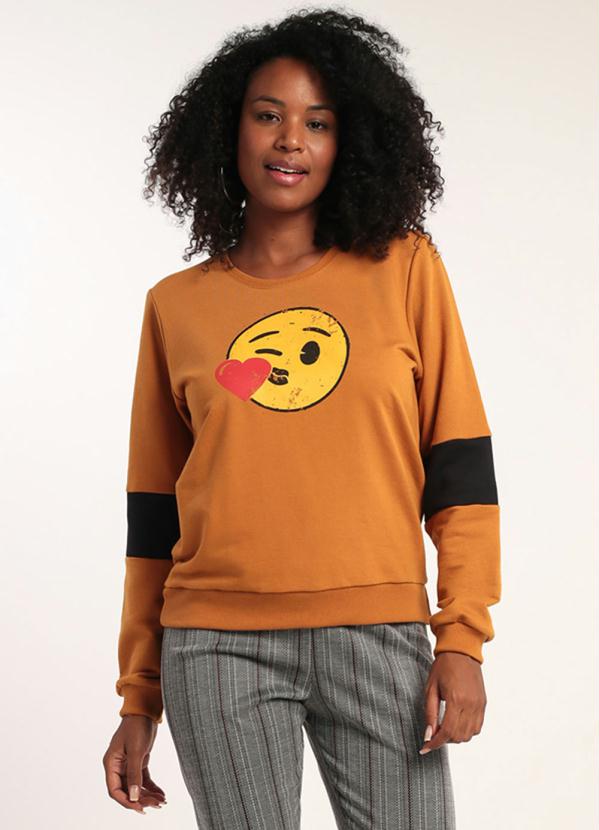 Angel - Moletom Recortes Emoji Marrom