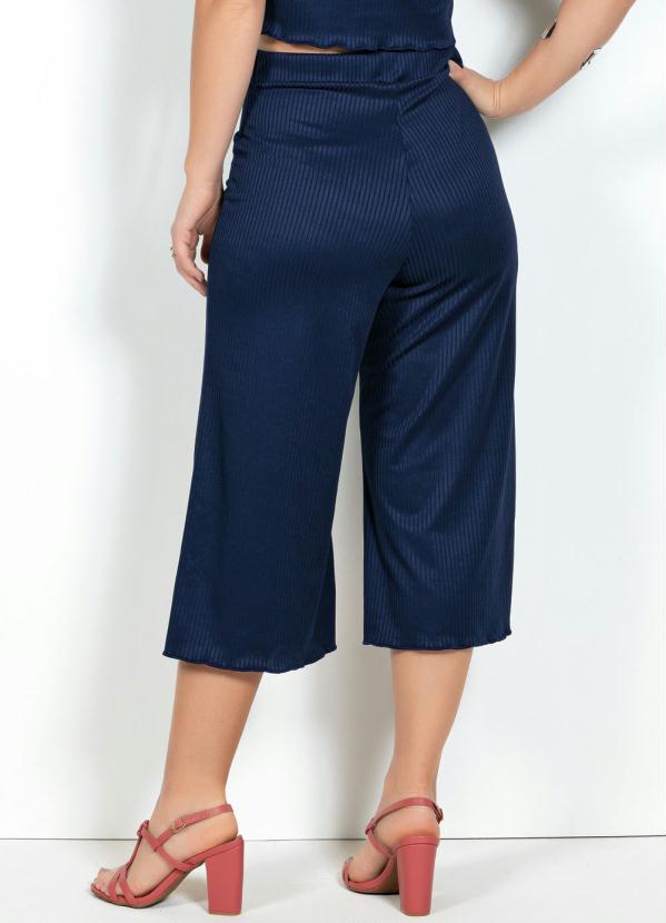 Queima Estoque - Calça Pantacourt Azul com Elástico no Cós 2