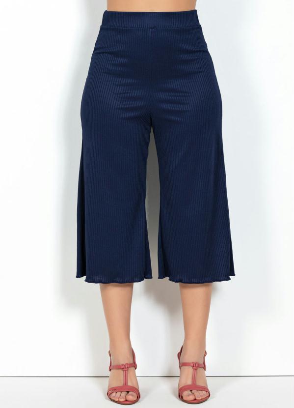 Queima Estoque - Calça Pantacourt Azul com Elástico no Cós 5