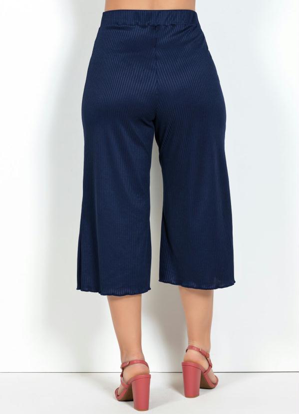 Queima Estoque - Calça Pantacourt Azul com Elástico no Cós 6