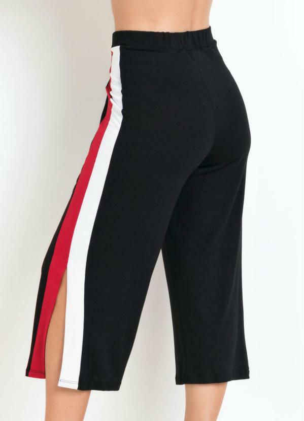 D`news - Calça Pantacourt com Fenda e Recortes Preta 8