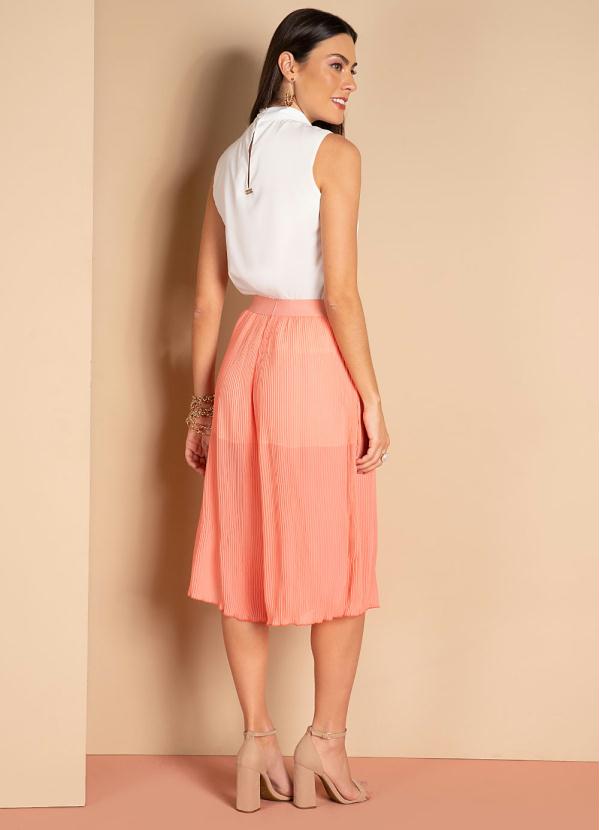 Quintess - Calça Pantacourt Coral Plissada 4