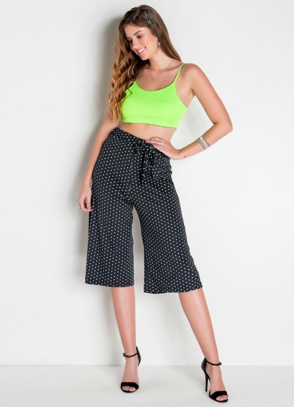 Outlet - Calça Pantacourt Poá com Faixa para Amarração 3