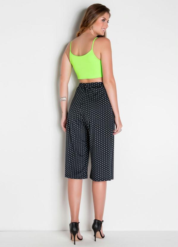 Outlet - Calça Pantacourt Poá com Faixa para Amarração 4