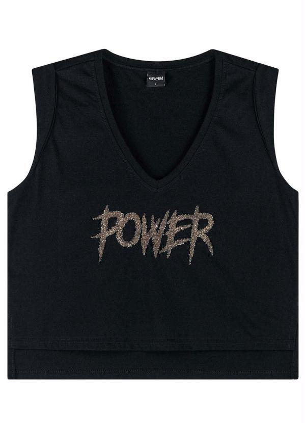 Enfim - Blusa Preta Mullet Power