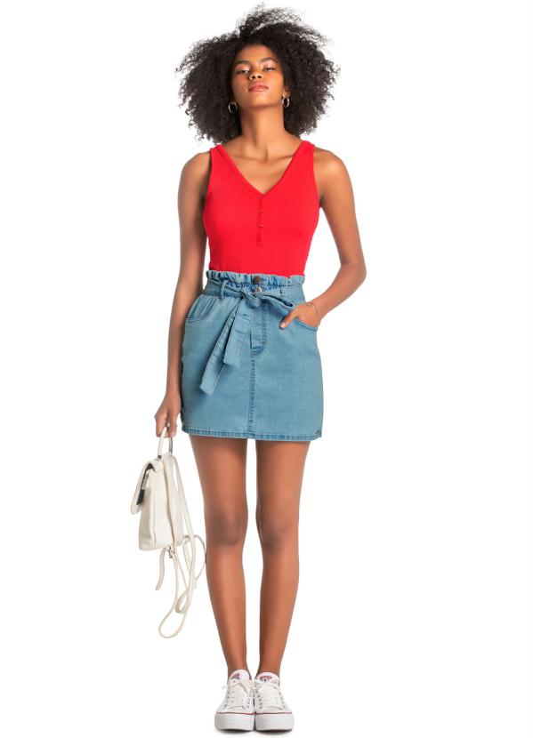 Enfim - Blusa Vermelha Decote V Canelada 2