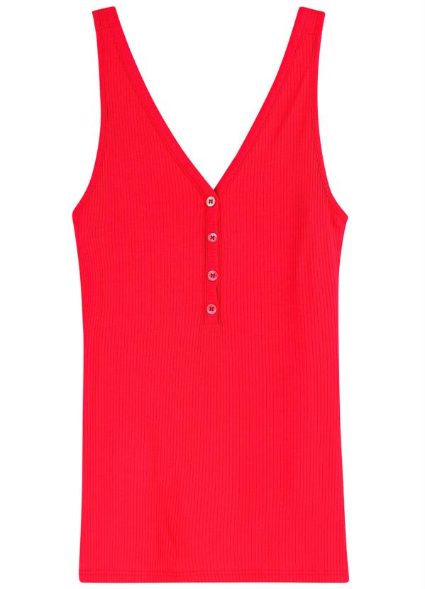 Enfim - Blusa Vermelha Decote V Canelada 3