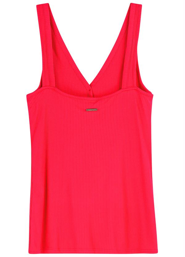 Enfim - Blusa Vermelha Decote V Canelada 4