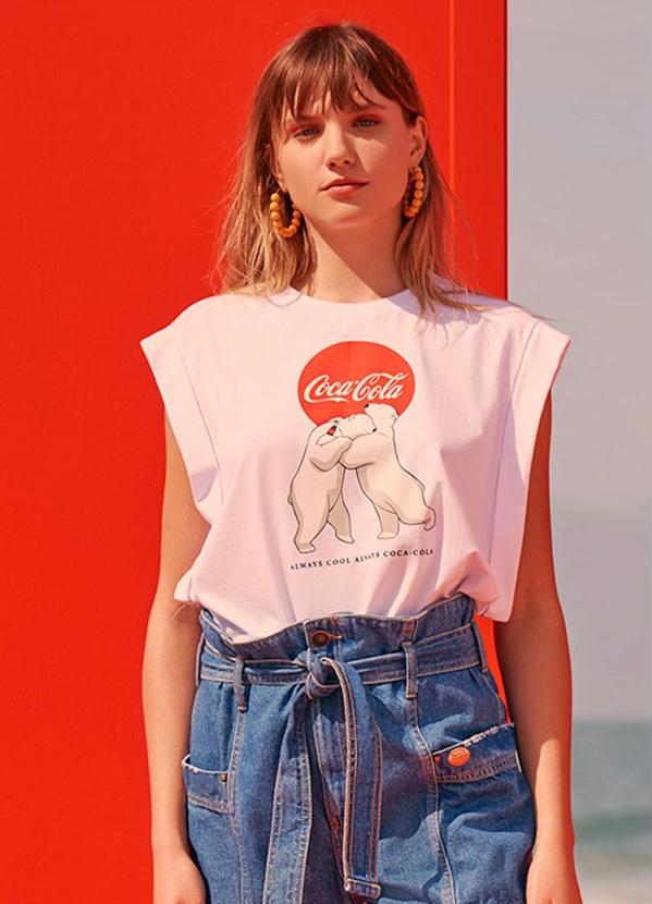 Coca Cola - Camiseta Muscle Tee Malha Estampada Branca 1