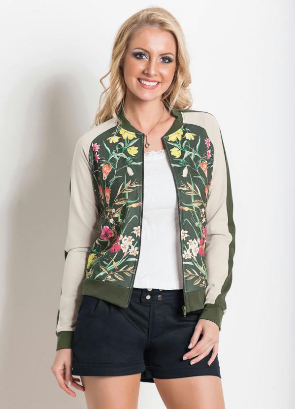 Vinculo Basic - Jaqueta Bomber com Estampa Frontal Floral