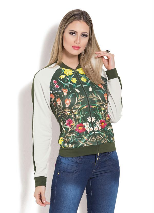 Vinculo Basic - Jaqueta Bomber com Estampa Frontal Floral 2