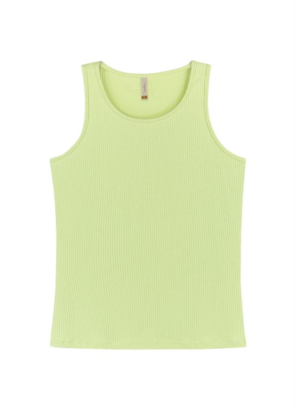 Marialícia - Regata Básica Malha Canelada Verde