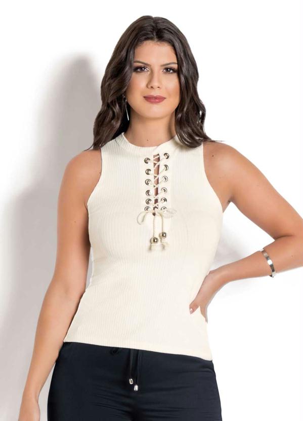 Multimarcas - Regata com Gola e Amarração Lolah Off White 1