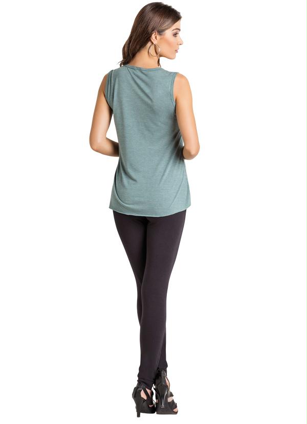 Outlet - Regata Verde com Estampa Frontal 4