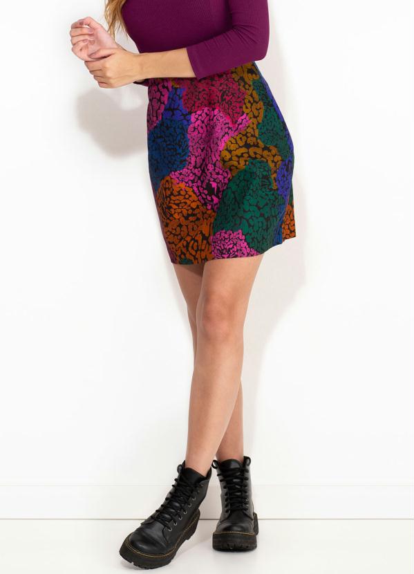 Farm - Mini Saia de Linho Leopardo Rainbow Estampada 1