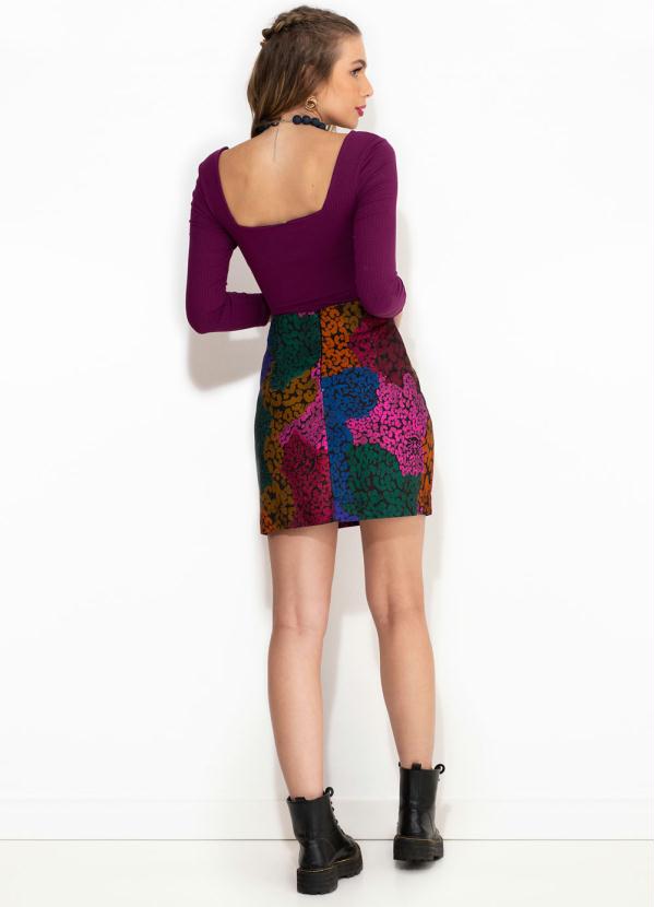 Farm - Mini Saia de Linho Leopardo Rainbow Estampada 10