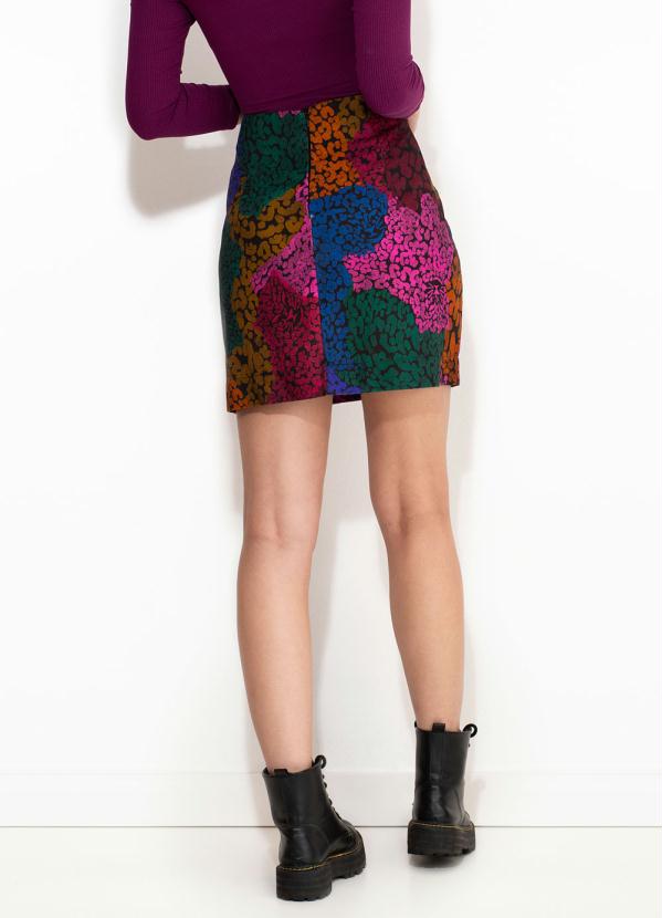 Farm - Mini Saia de Linho Leopardo Rainbow Estampada 2