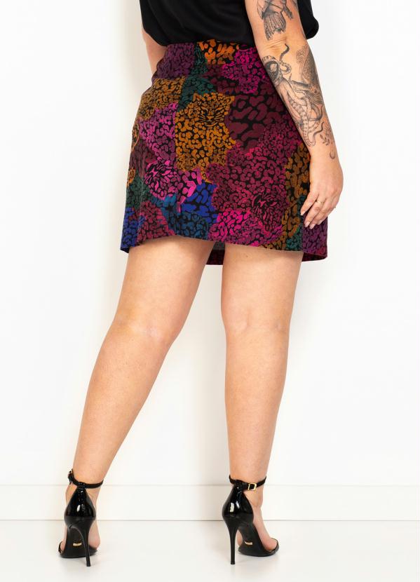 Farm - Mini Saia de Linho Leopardo Rainbow Estampada 5