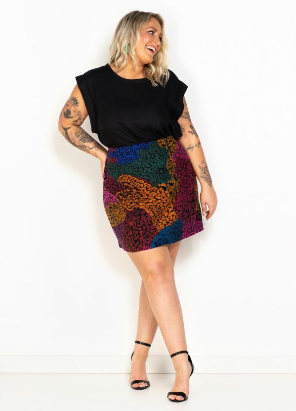Farm - Mini Saia de Linho Leopardo Rainbow Estampada 8