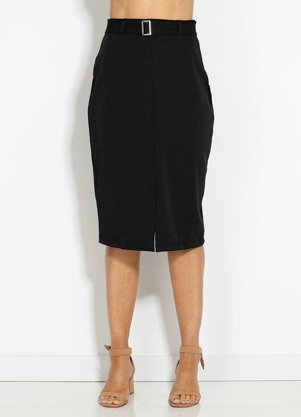 Quintess - Saia Clássico Preta com Fenda na Frente