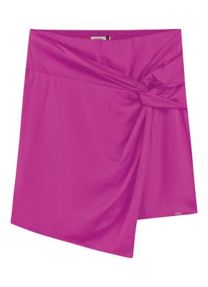 Marialícia - Saia Curta com Torção Frontal Rosa - MARIALÍCIA