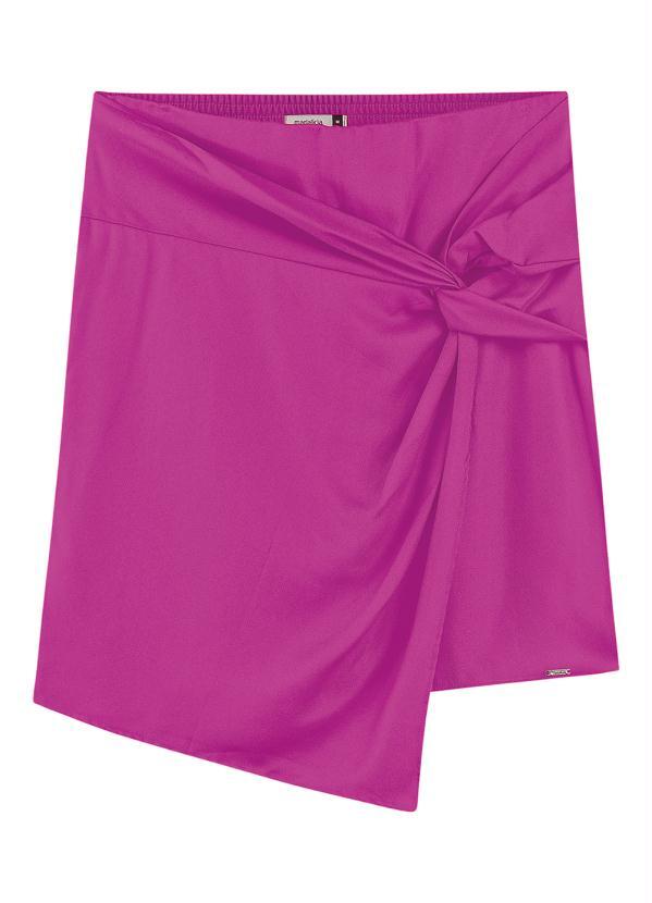 Marialícia - Saia Curta com Torção Frontal Rosa