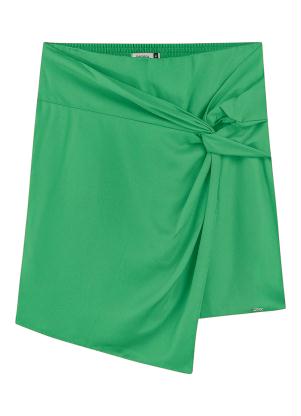 Marialícia - Saia Curta com Torção Frontal Verde - MARIALÍCIA