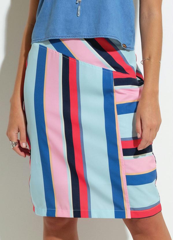 Outlet - Saia em Cetim Quintess Listras Coloridas