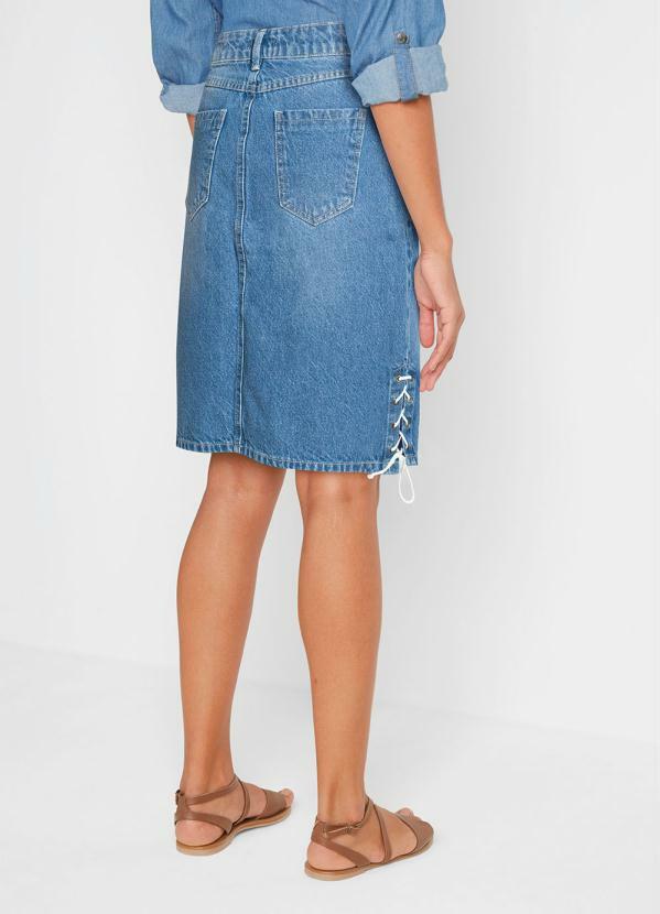 bonprix - Saia Jeans com Bolsos Azul Médio 2