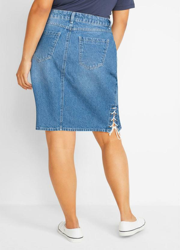 bonprix - Saia Jeans com Bolsos Azul Médio 6