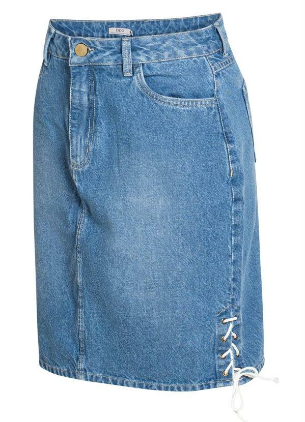 bonprix - Saia Jeans com Bolsos Azul Médio 8