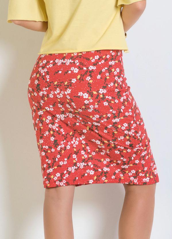 Outlet - Saia Lápis Floral com Fenda 2