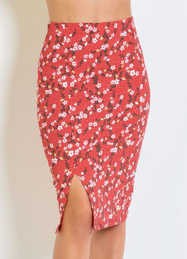 Outlet - Saia Lápis Floral com Fenda 5
