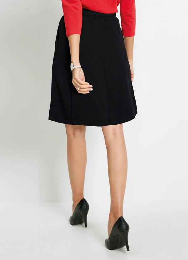bonprix - Saia Sarja com Fechamento em Botões Preta 2