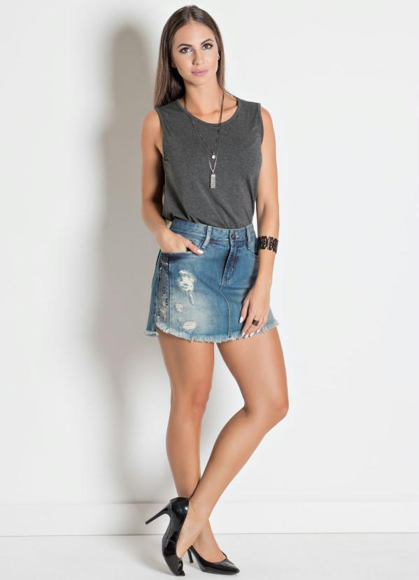 Sawary Jeans - Saia Sawary Jeans com Detalhe Lateral 4