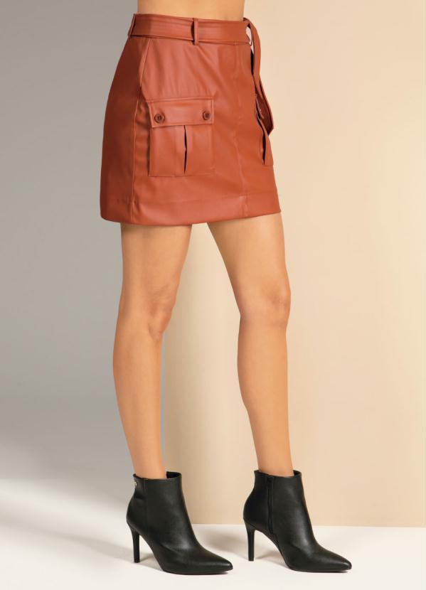 Quintess - Saia Telha com Bolsos Cargo e Faixa 3