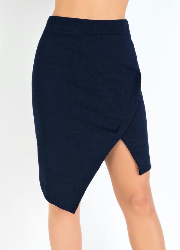 D`news - Saia Transpassada Marinho com Elástico no Cós 5
