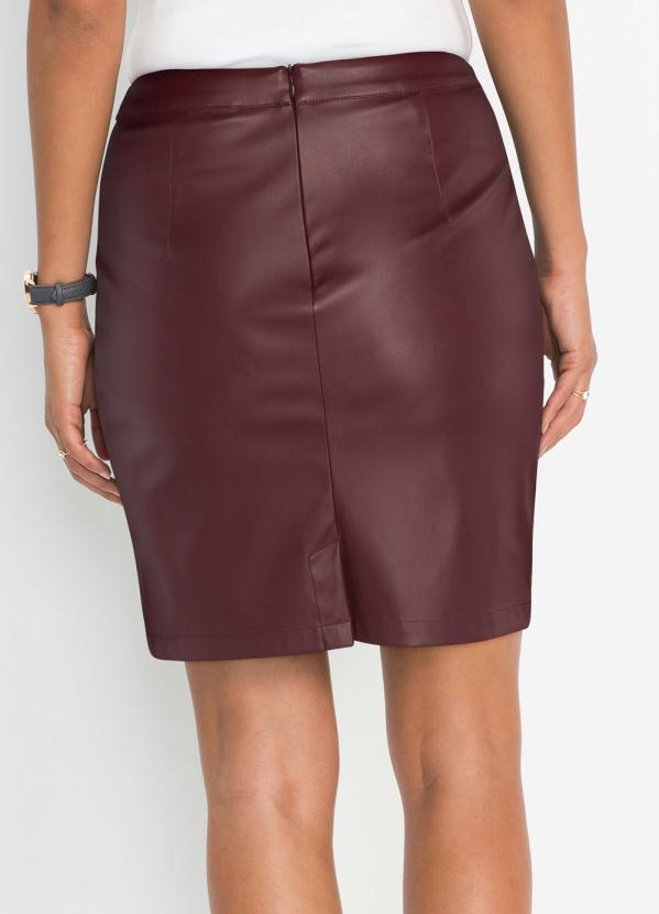 bonprix - Saia Tubinho em Material Sintético Bordô 2
