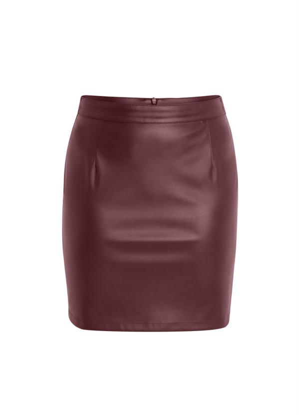 bonprix - Saia Tubinho em Material Sintético Bordô 5