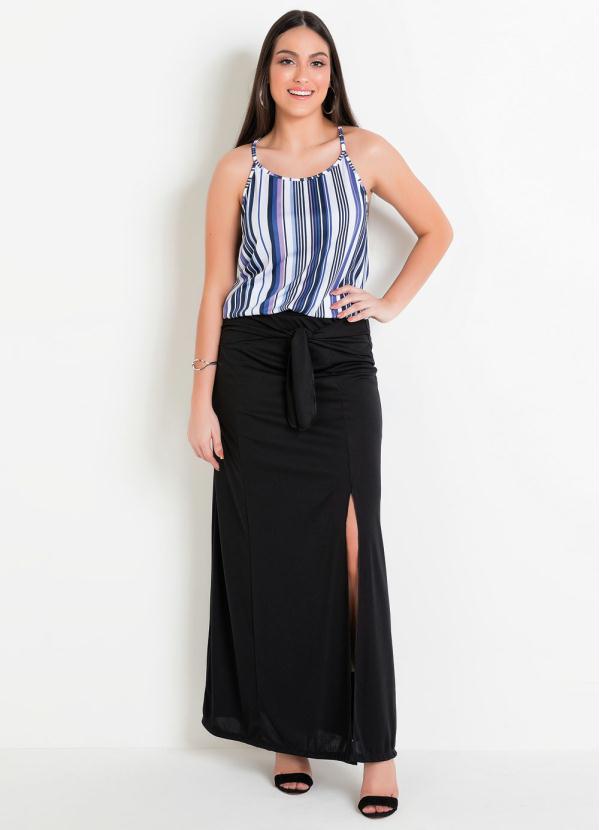 Outlet - Saia com Fenda e Amarração Frente Preta 3