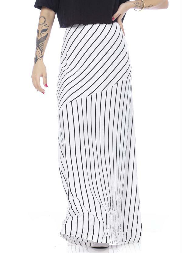 Up Close - Saia Feminina Listrada Longa Branco