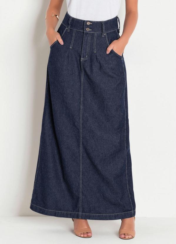 Outlet - Saia Jeans Escuro Longa Moda Evangélica