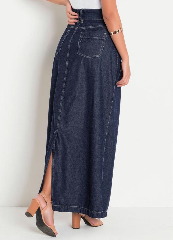 Outlet - Saia Jeans Escuro Longa Moda Evangélica 2