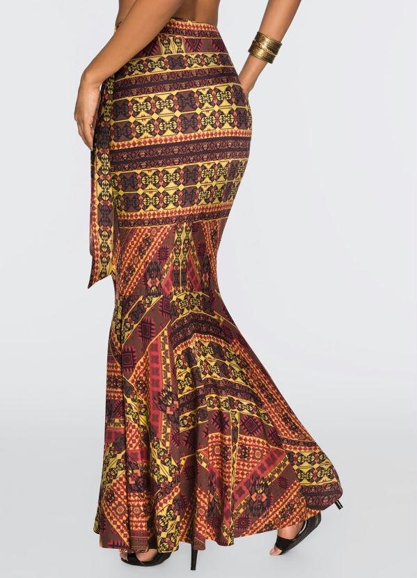 bonprix - Saia Longa Boho Vermelho 2